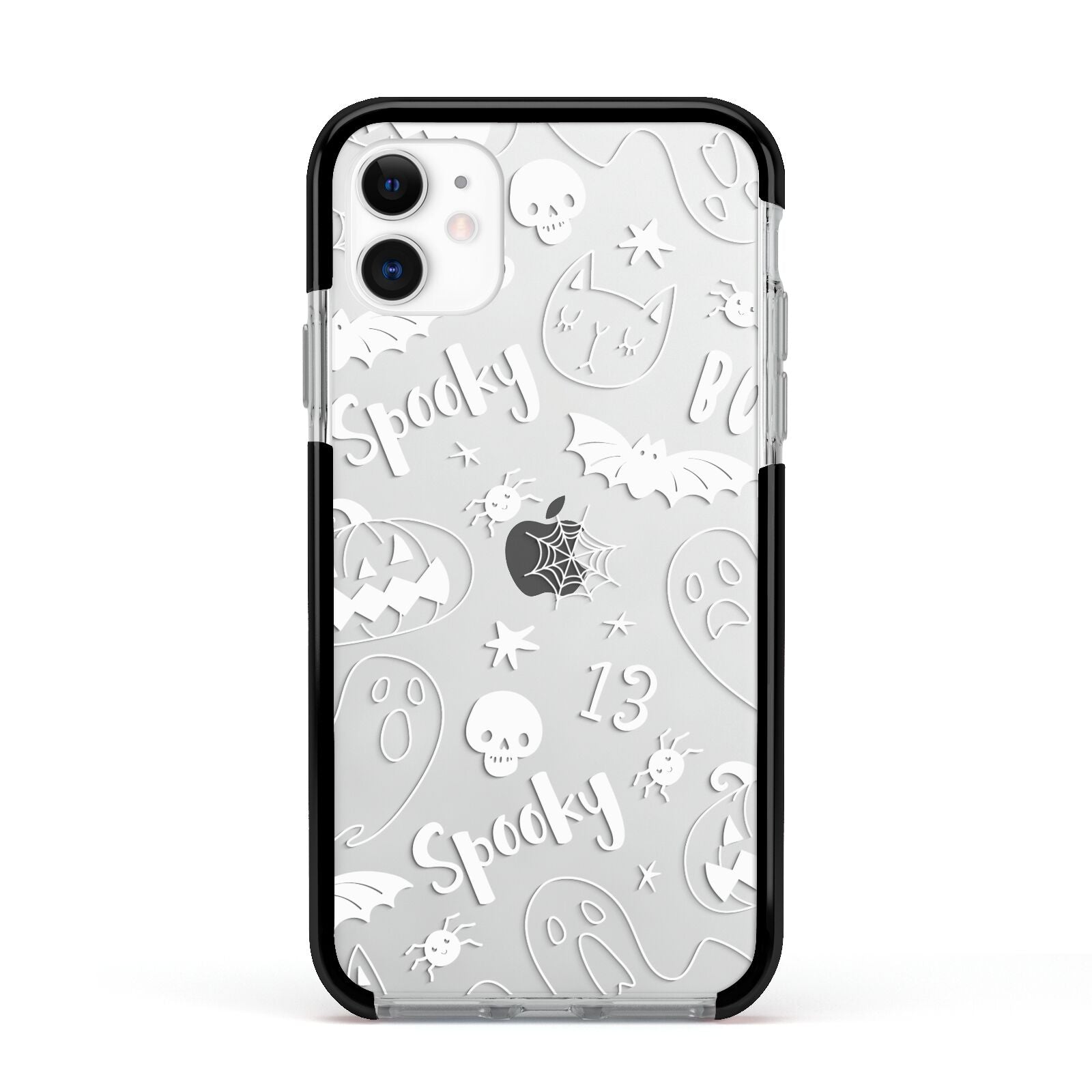 Cute Grey Halloween Apple iPhone 11 in White with Black Impact Case