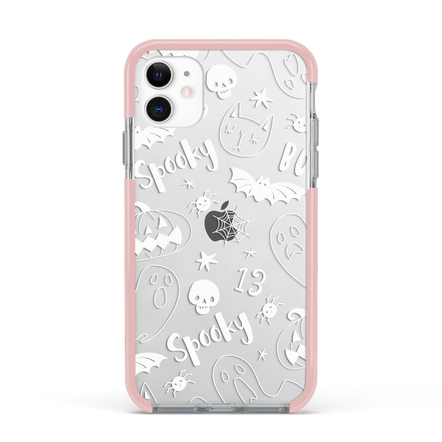 Cute Grey Halloween Apple iPhone 11 in White with Pink Impact Case