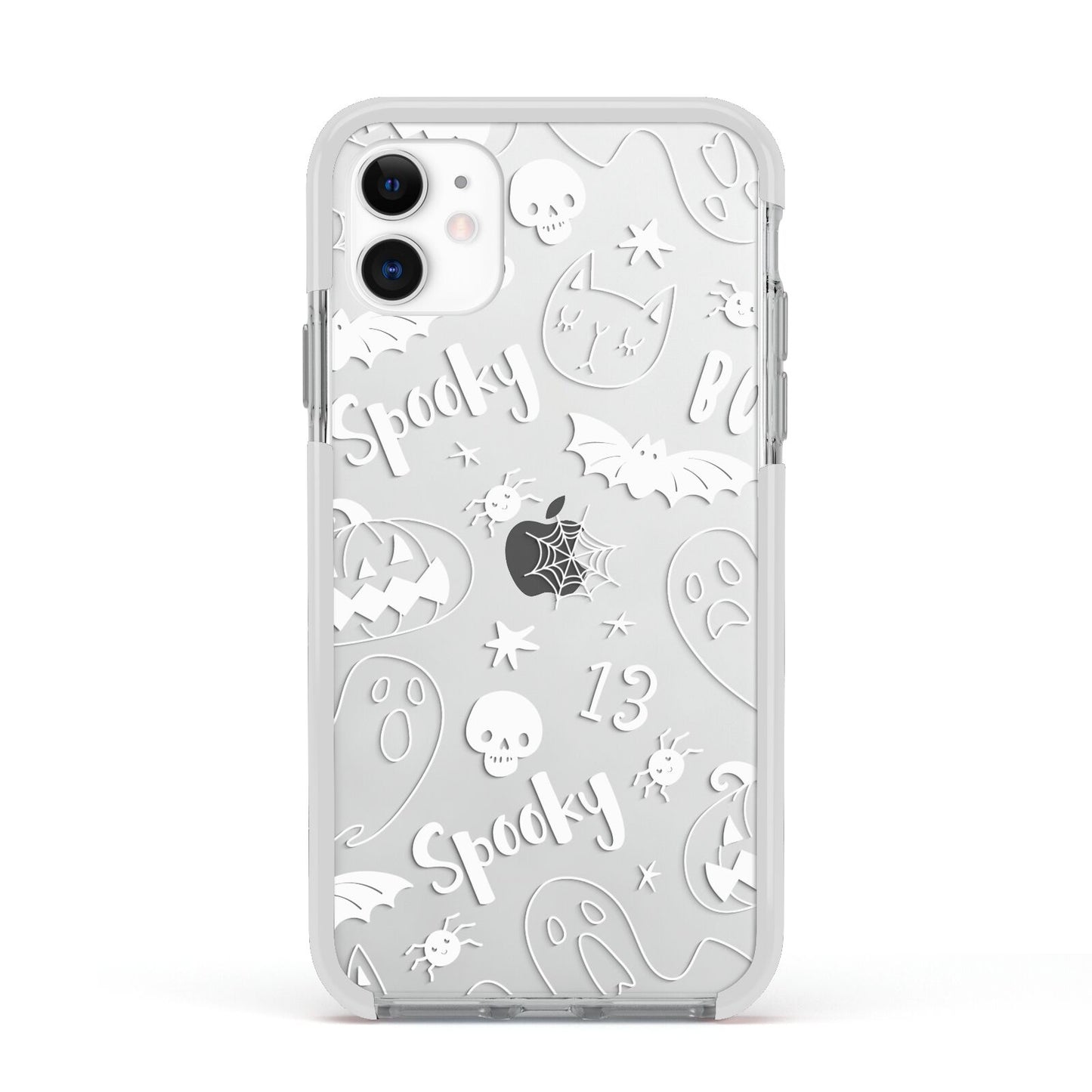Cute Grey Halloween Apple iPhone 11 in White with White Impact Case