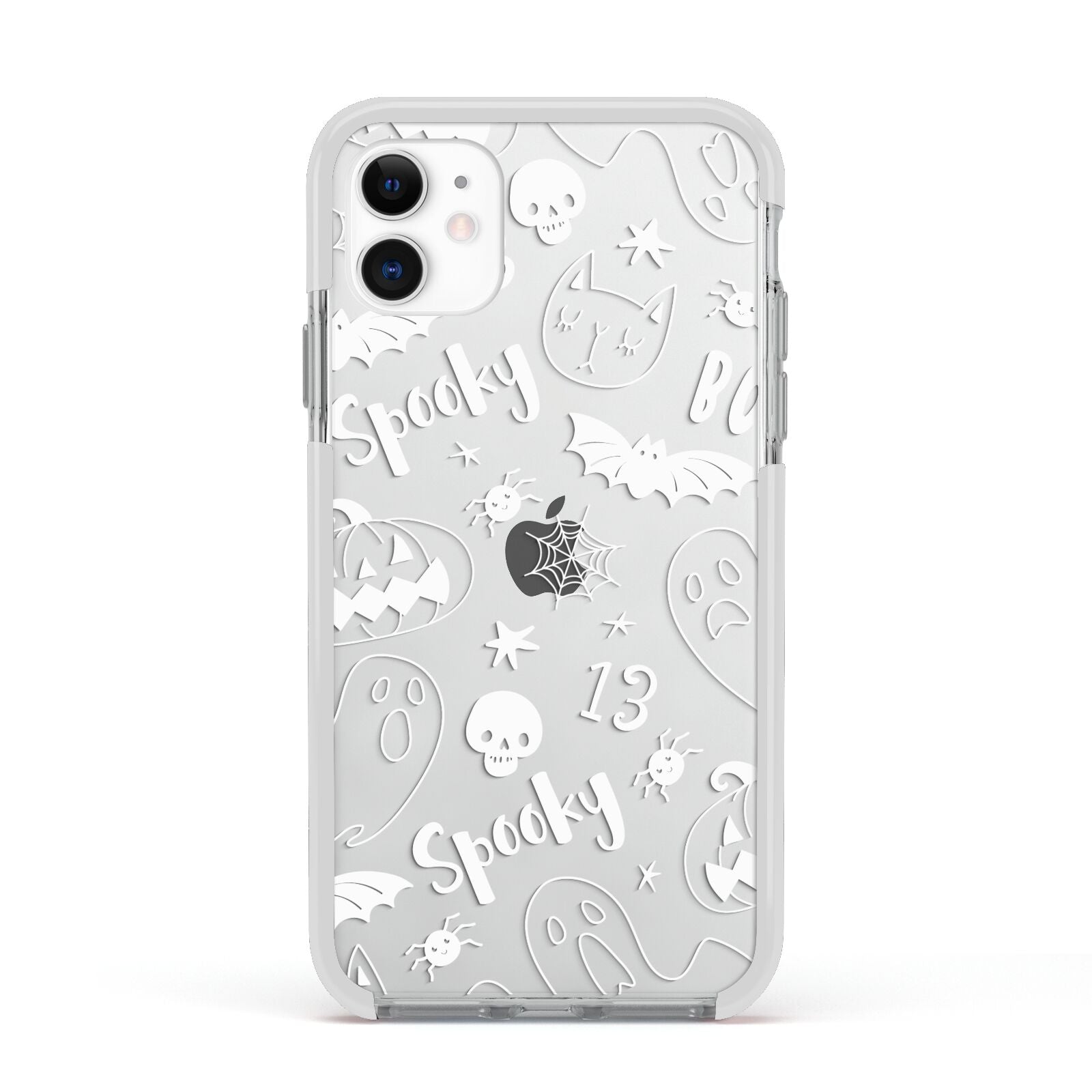 Cute Grey Halloween Apple iPhone 11 in White with White Impact Case