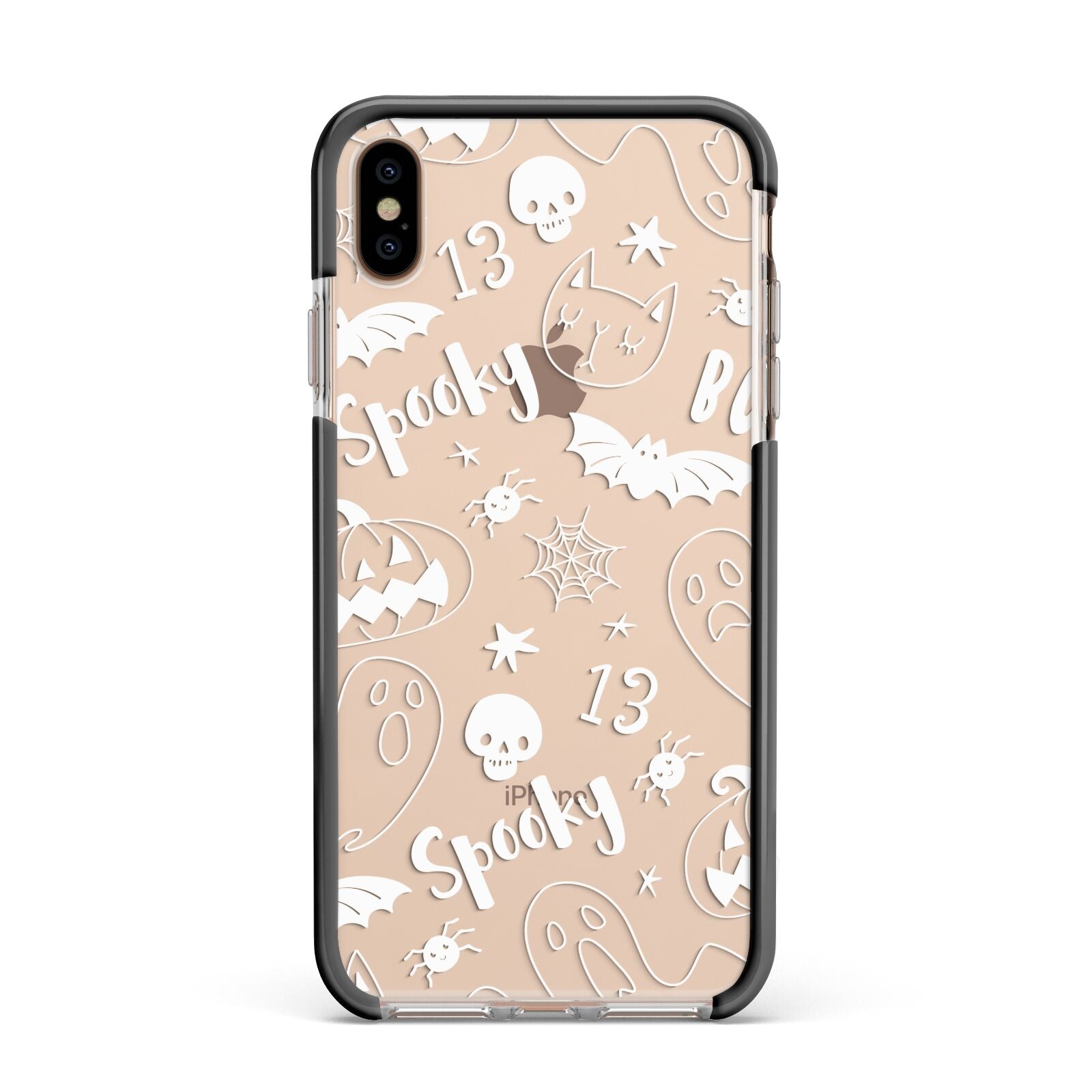 Cute Grey Halloween Apple iPhone Xs Max Impact Case Black Edge on Gold Phone