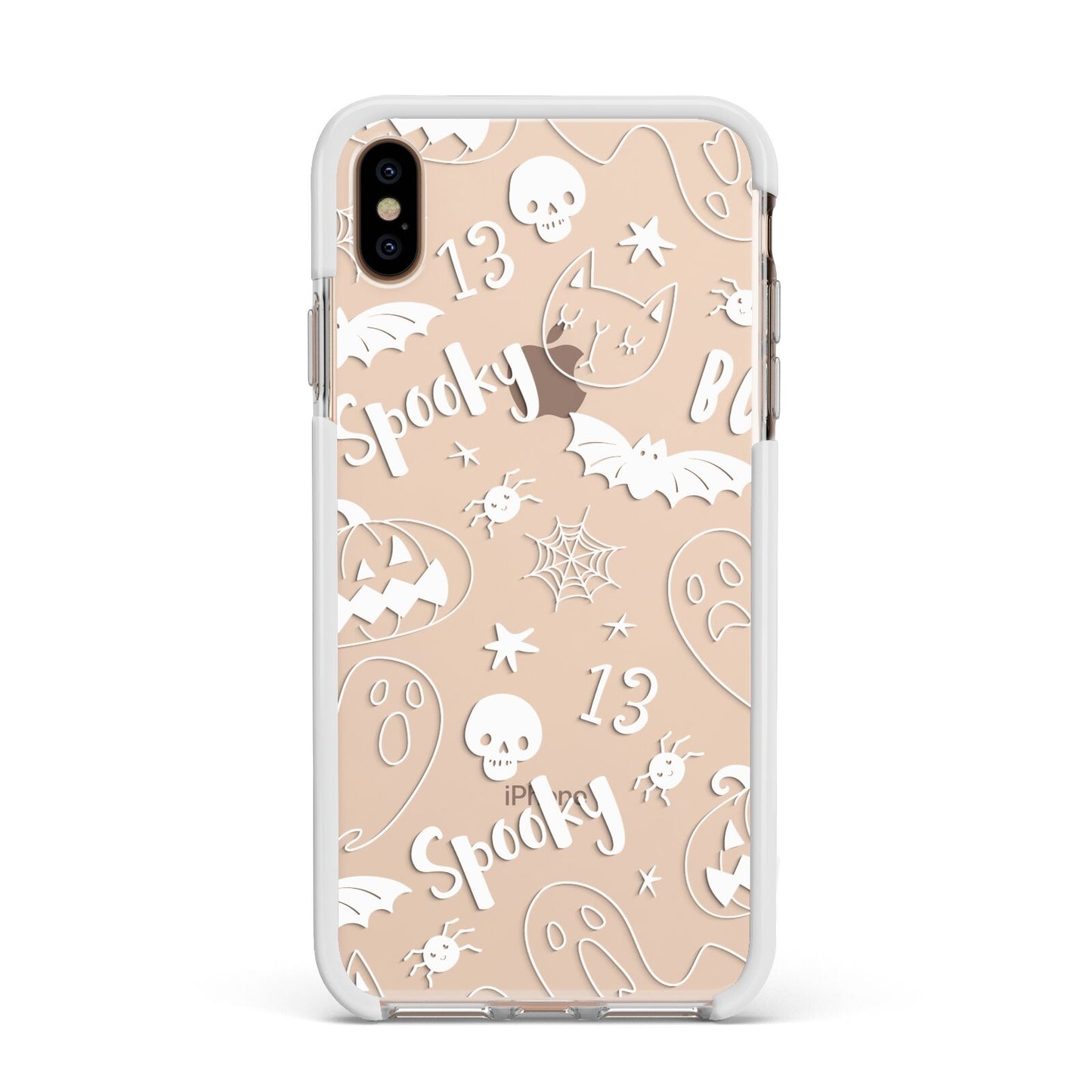 Cute Grey Halloween Apple iPhone Xs Max Impact Case White Edge on Gold Phone