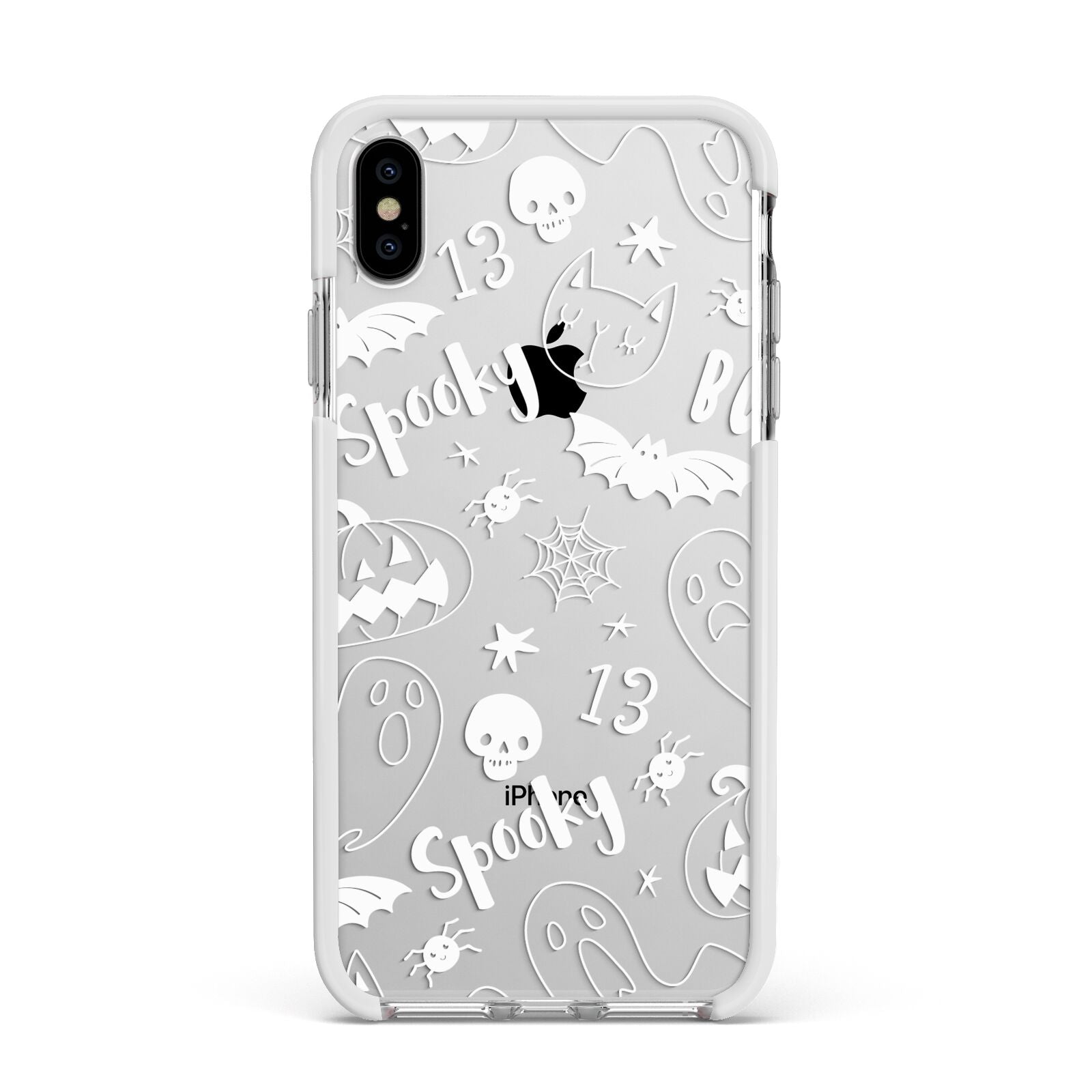 Cute Grey Halloween Apple iPhone Xs Max Impact Case White Edge on Silver Phone