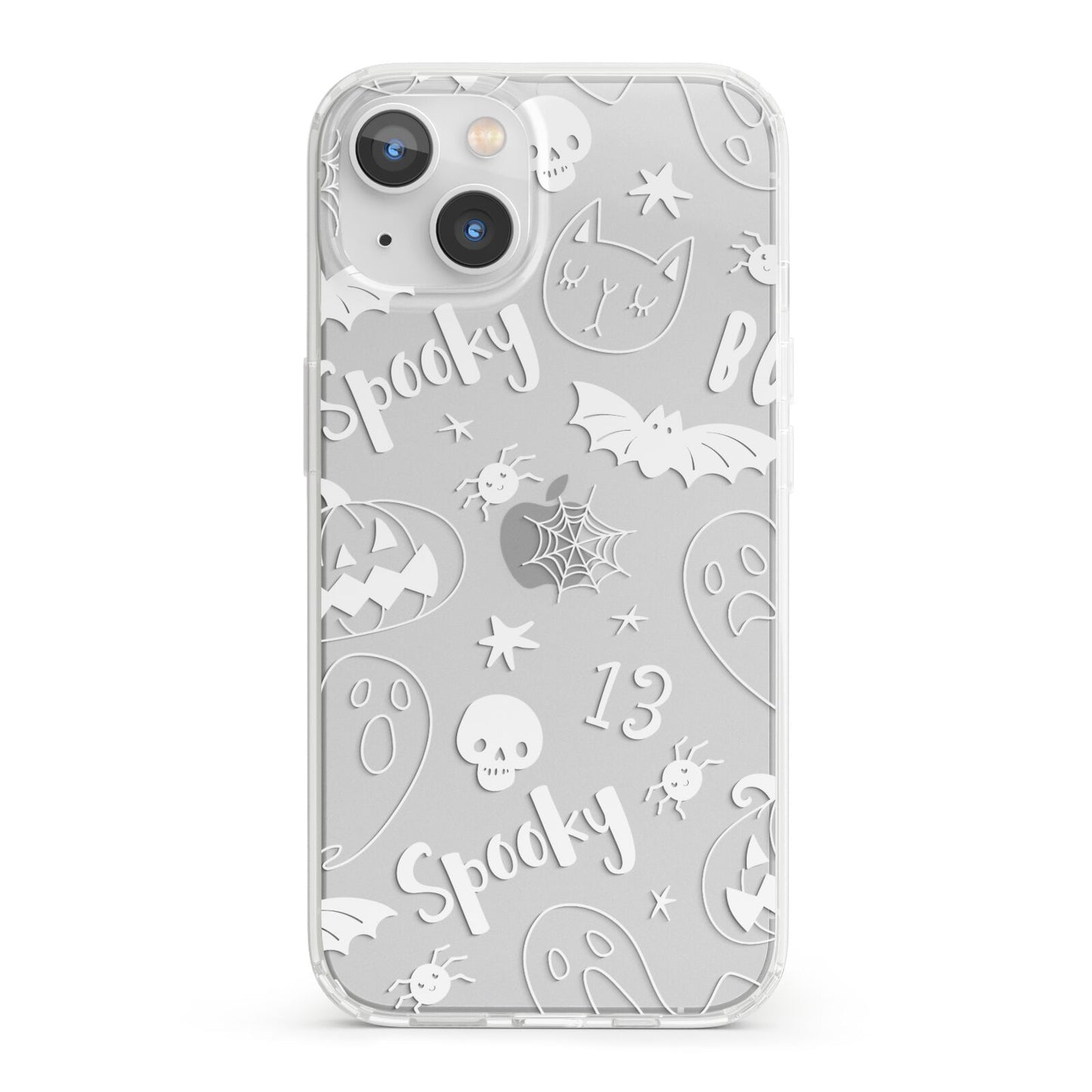 Cute Grey Halloween iPhone 13 Clear Bumper Case