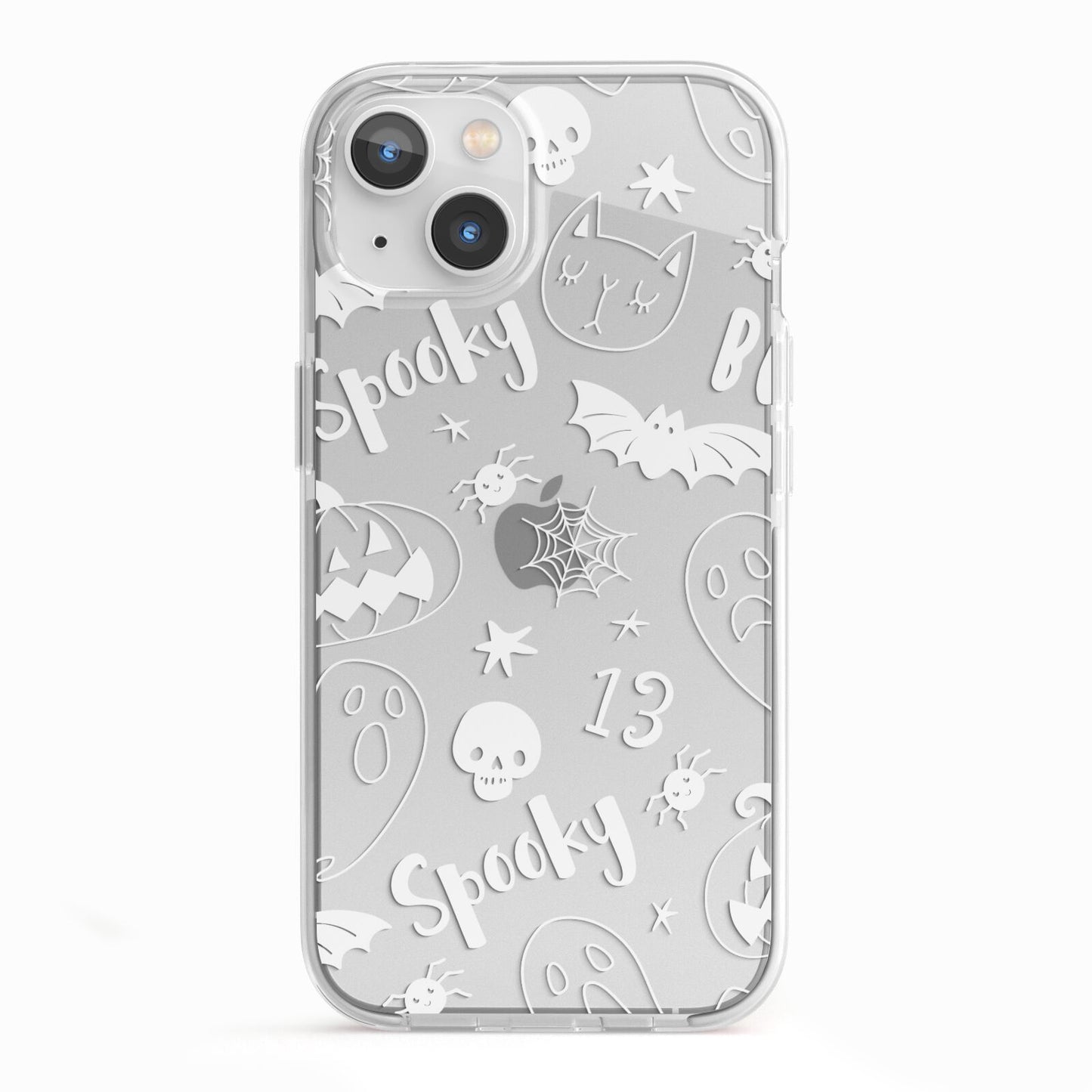 Cute Grey Halloween iPhone 13 TPU Impact Case with White Edges