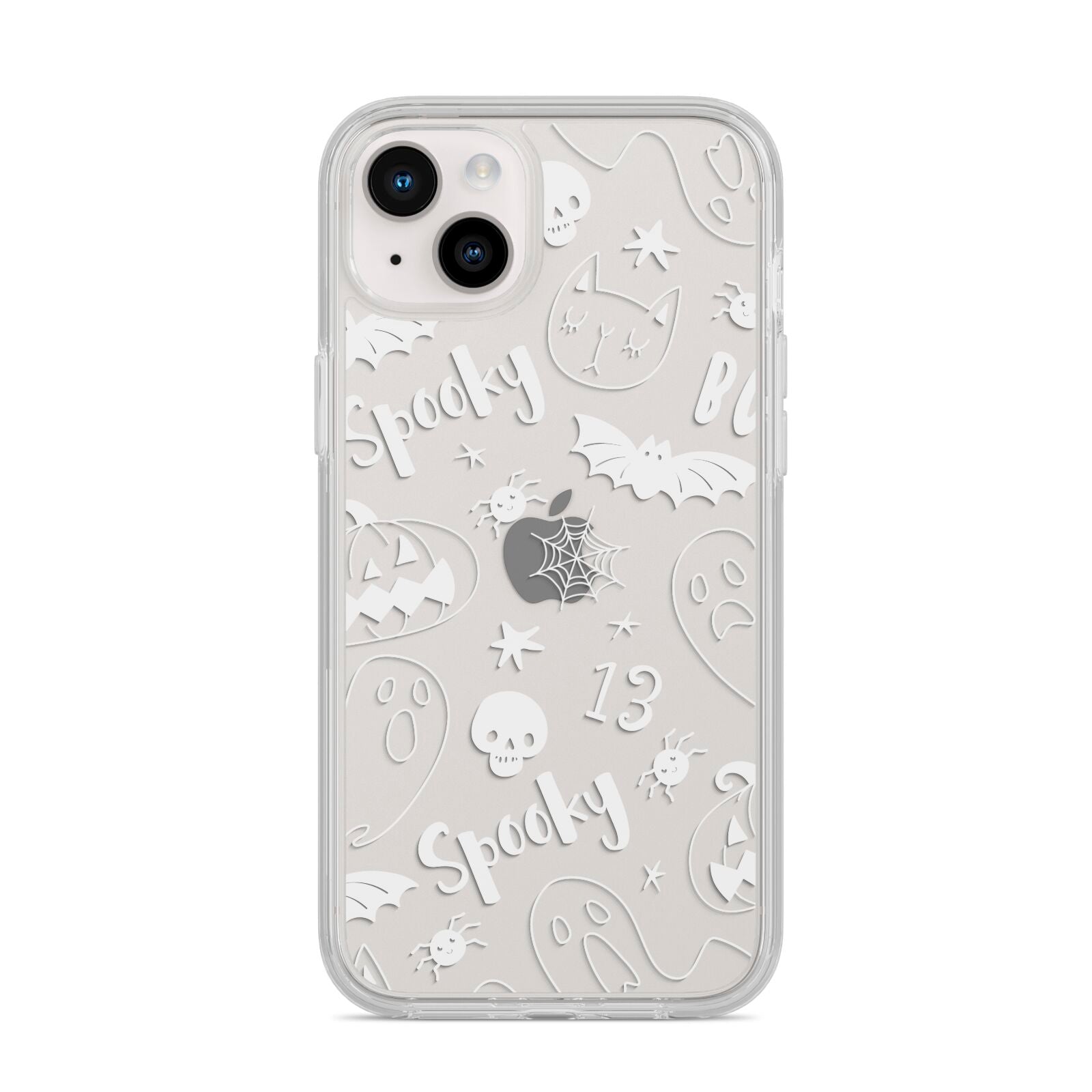 Cute Grey Halloween iPhone 14 Plus Clear Tough Case Starlight