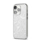 Cute Grey Halloween iPhone 14 Pro Clear Tough Case Silver Angled Image
