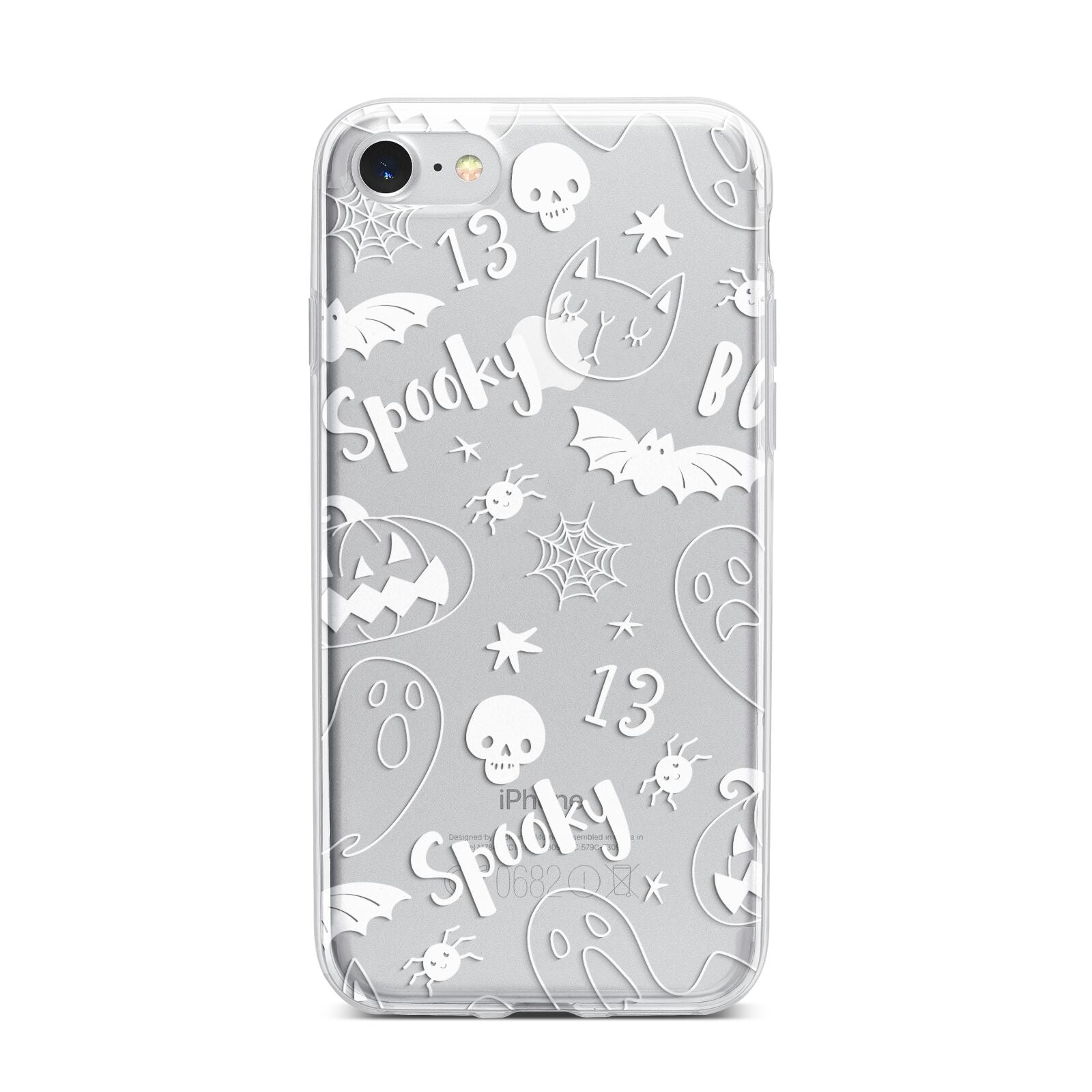Cute Grey Halloween iPhone 7 Bumper Case on Silver iPhone