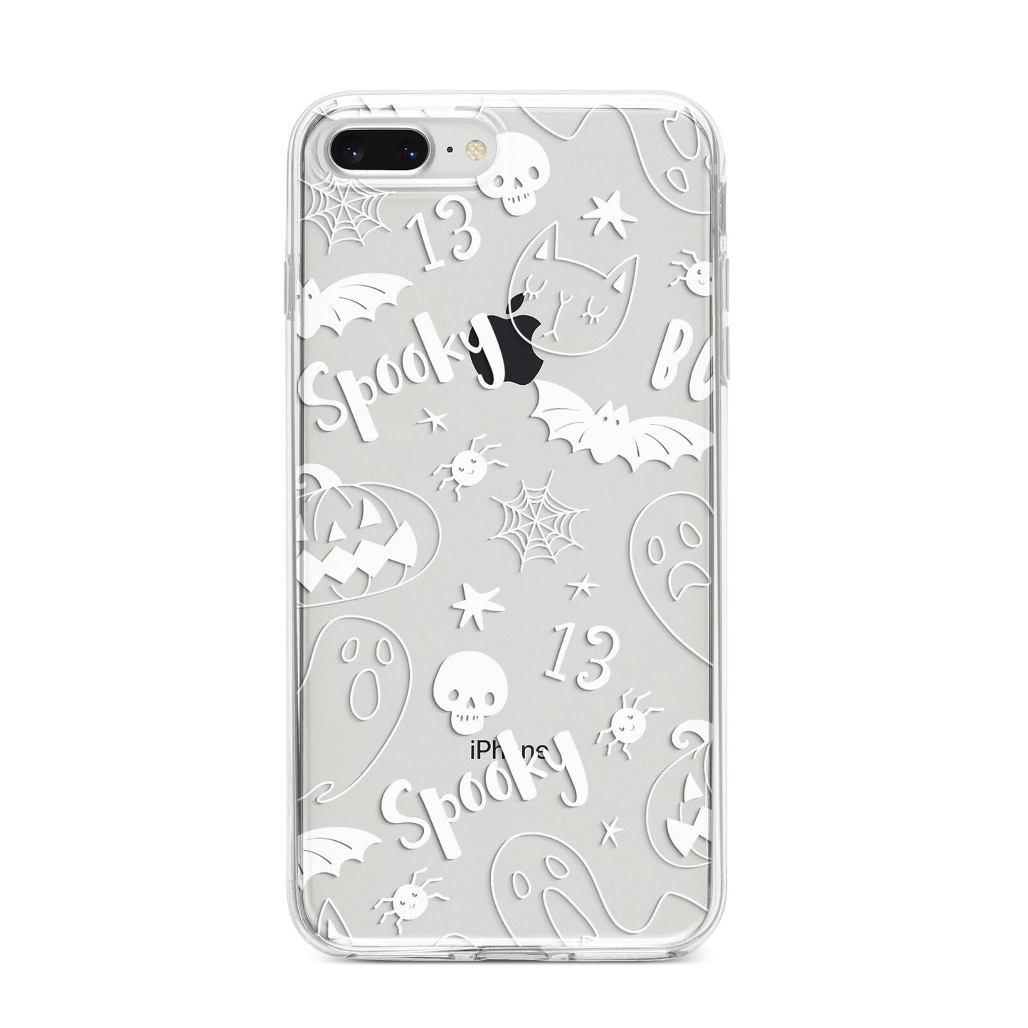 Cute Grey Halloween iPhone 8 Plus Bumper Case on Silver iPhone