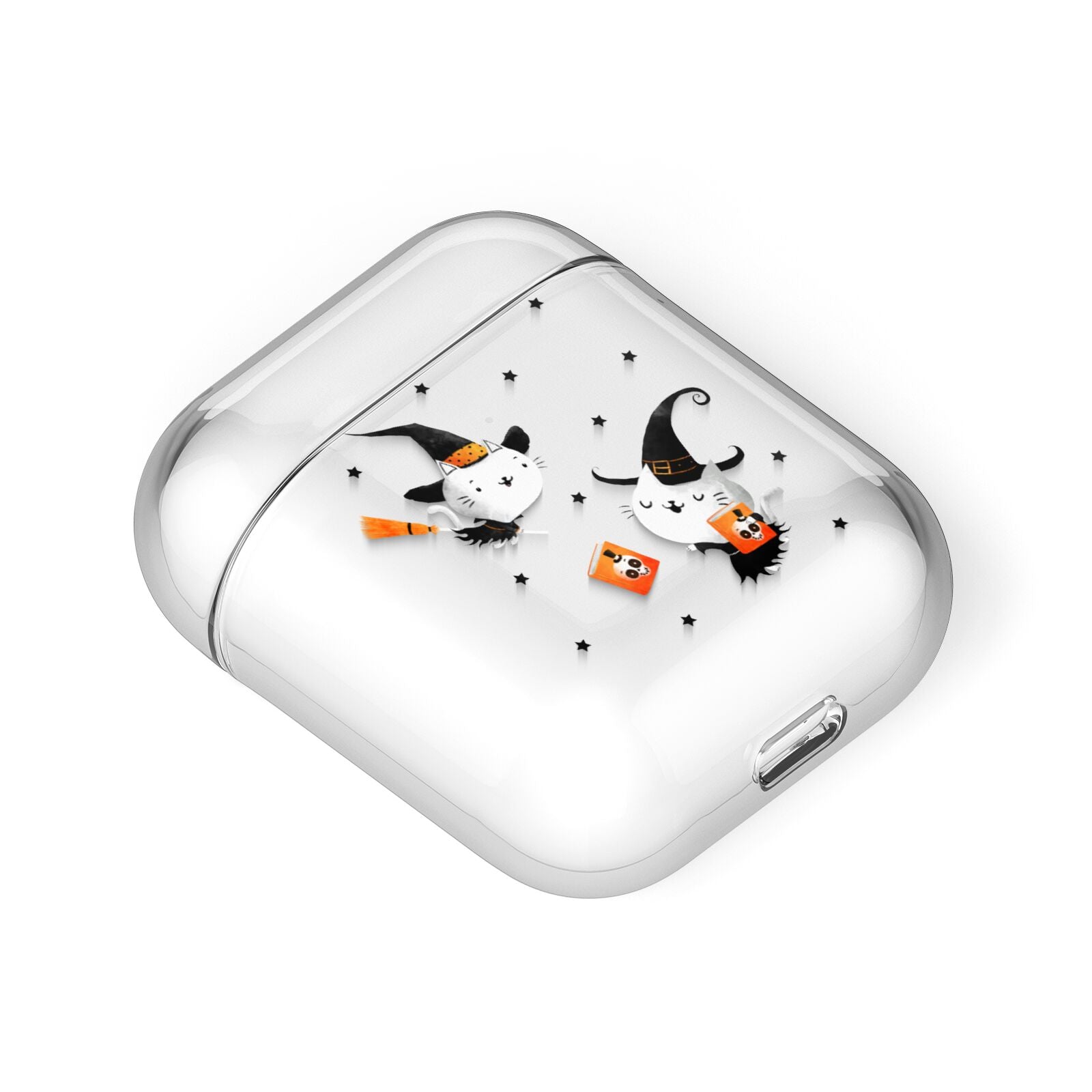 Cute Halloween Cats AirPods Case Laid Flat