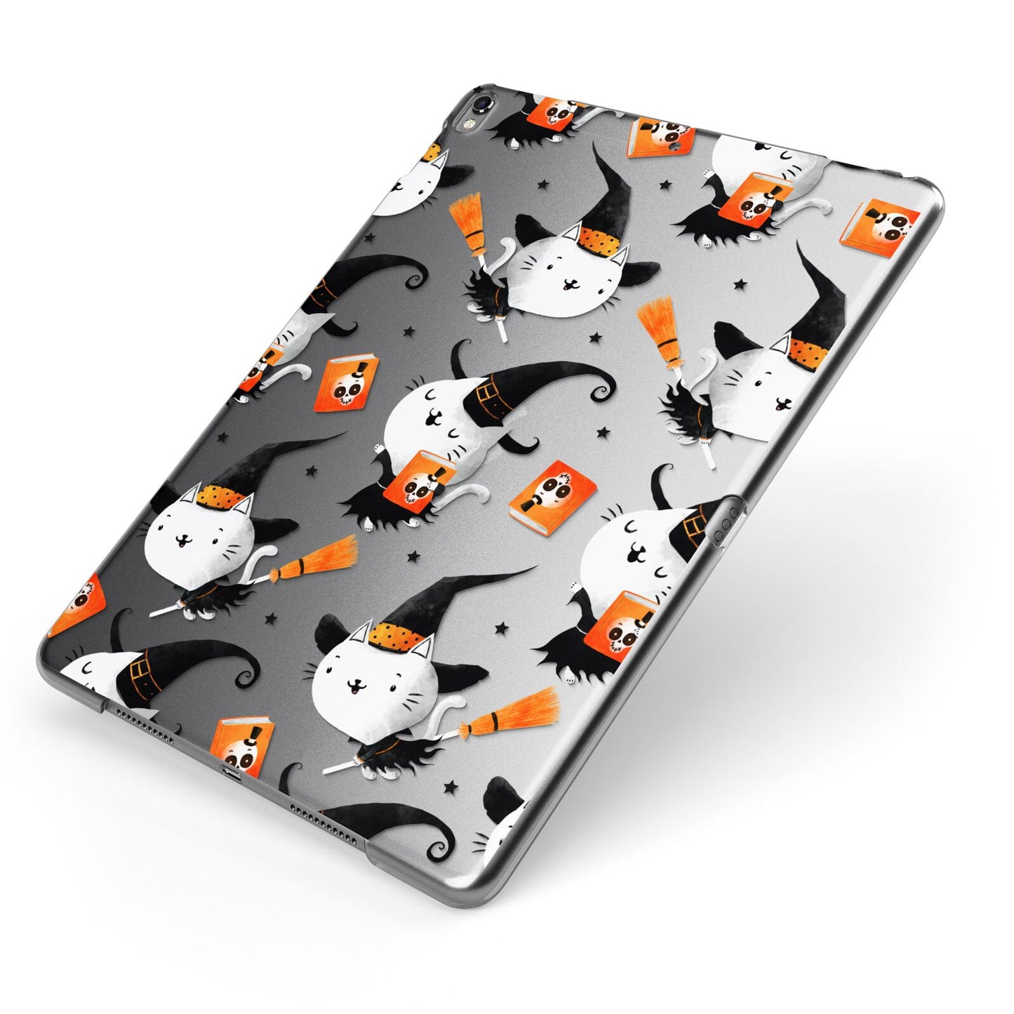 Cute Halloween Cats Apple iPad Case on Grey iPad Side View