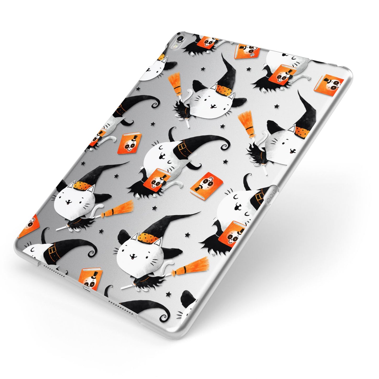 Cute Halloween Cats Apple iPad Case on Silver iPad Side View