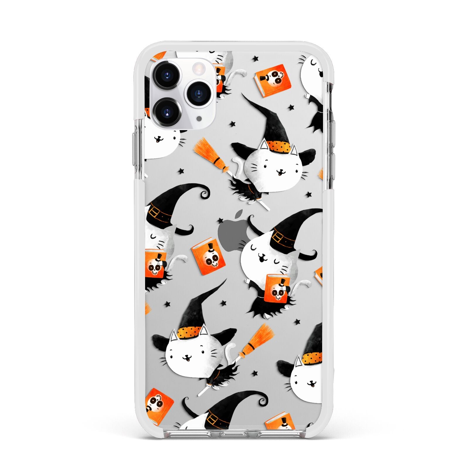 Cute Halloween Cats Apple iPhone 11 Pro Max in Silver with White Impact Case
