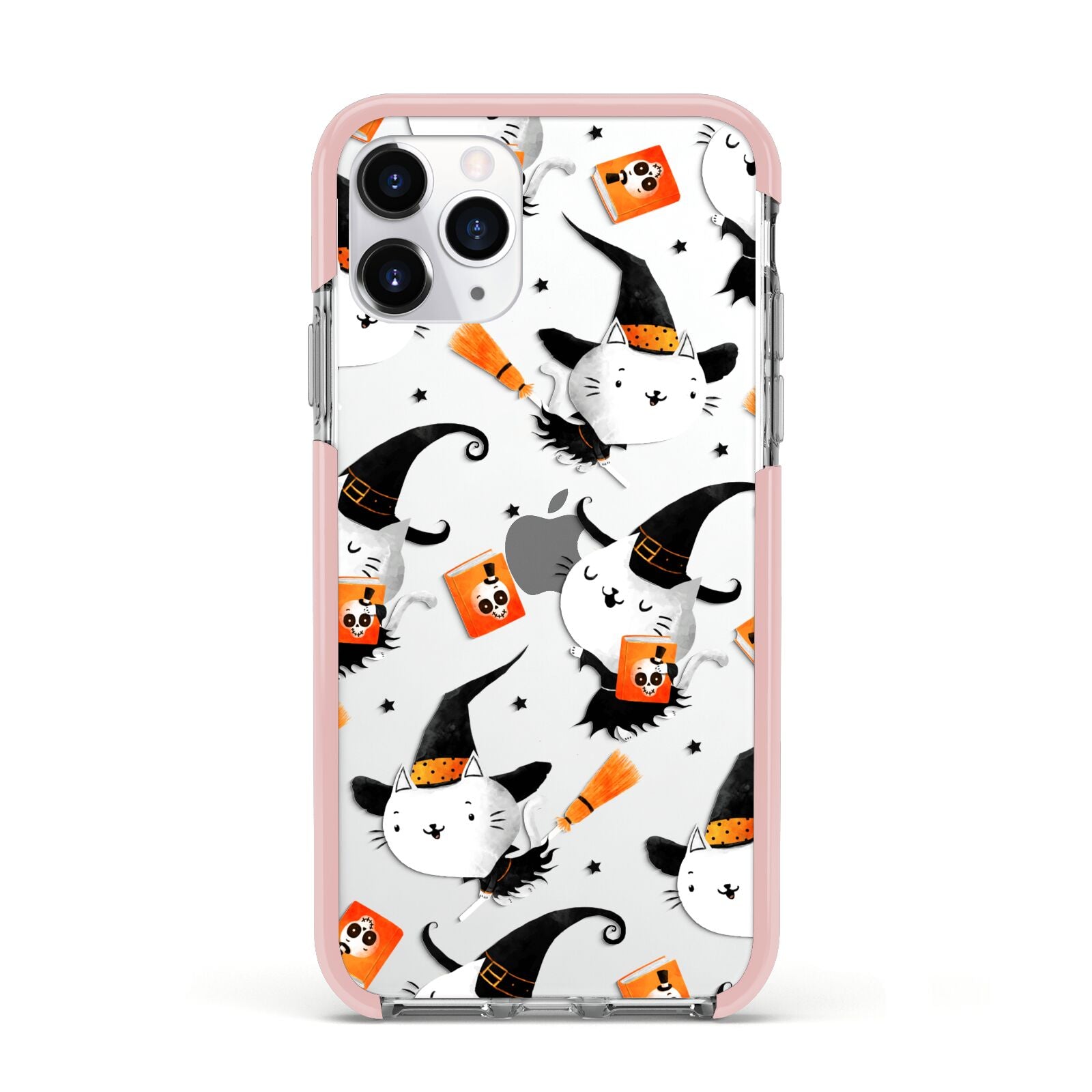 Cute Halloween Cats Apple iPhone 11 Pro in Silver with Pink Impact Case