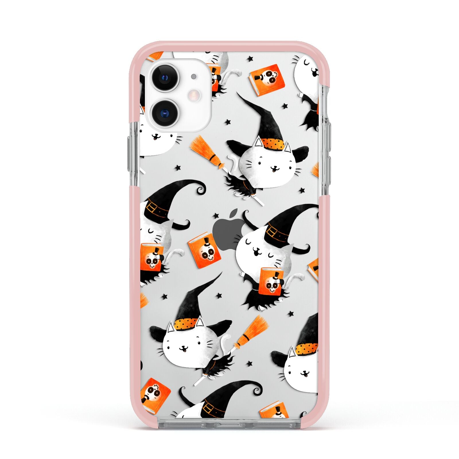Cute Halloween Cats Apple iPhone 11 in White with Pink Impact Case