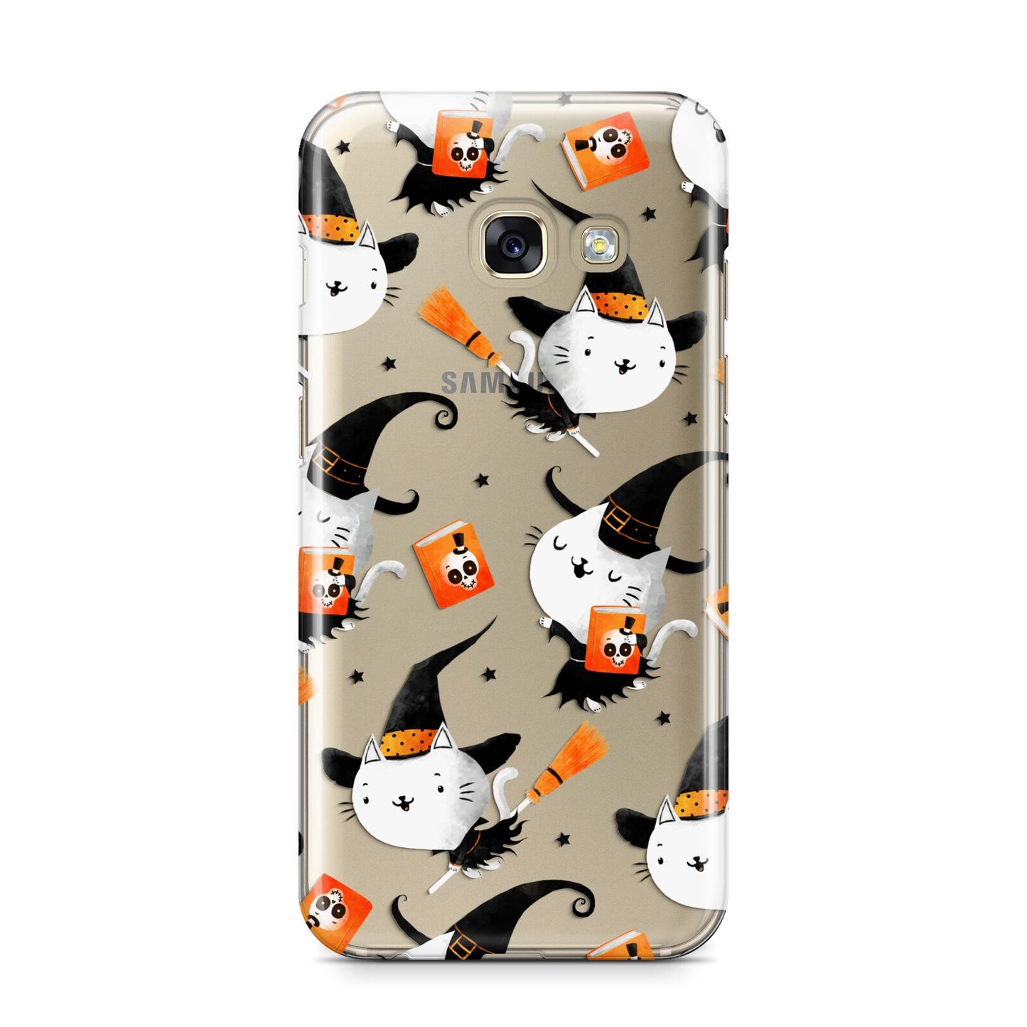 Cute Halloween Cats Samsung Galaxy A3 2017 Case on gold phone