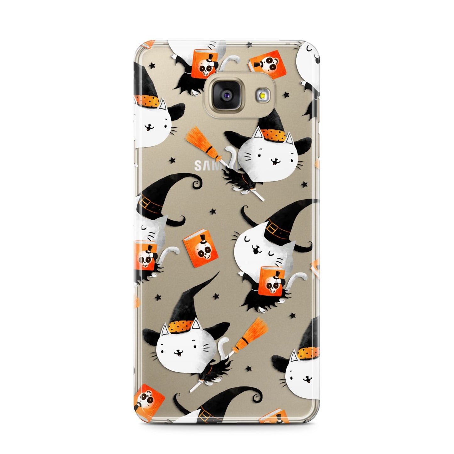 Cute Halloween Cats Samsung Galaxy A7 2016 Case on gold phone