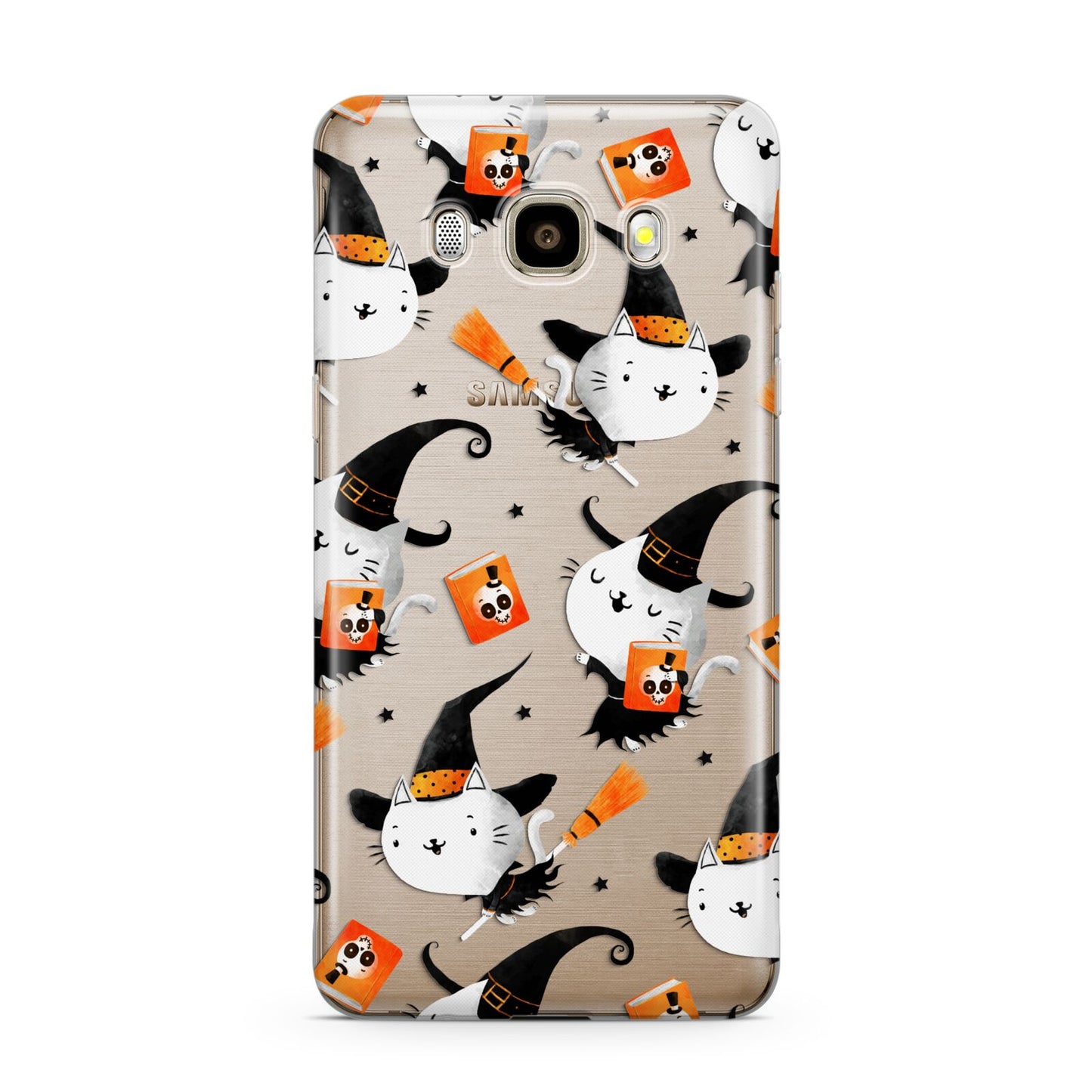 Cute Halloween Cats Samsung Galaxy J7 2016 Case on gold phone