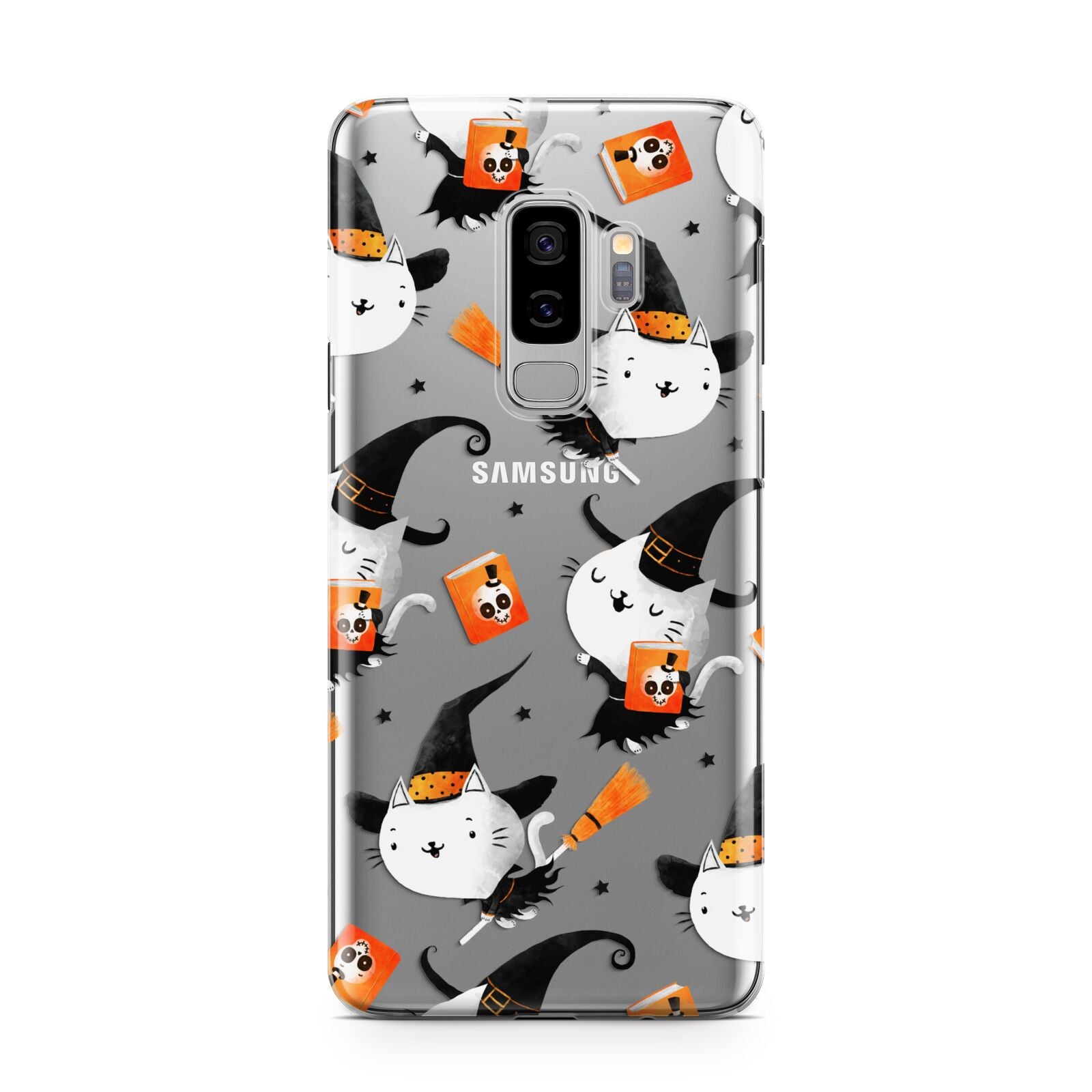 Cute Halloween Cats Samsung Galaxy S9 Plus Case on Silver phone