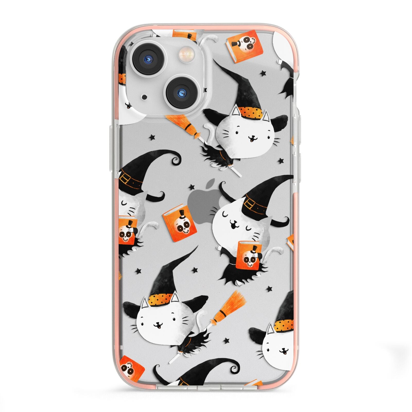 Cute Halloween Cats iPhone 13 Mini TPU Impact Case with Pink Edges
