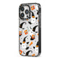 Cute Halloween Cats iPhone 13 Pro Black Impact Case Side Angle on Silver phone