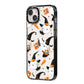 Cute Halloween Cats iPhone 14 Plus Black Impact Case Side Angle on Silver phone