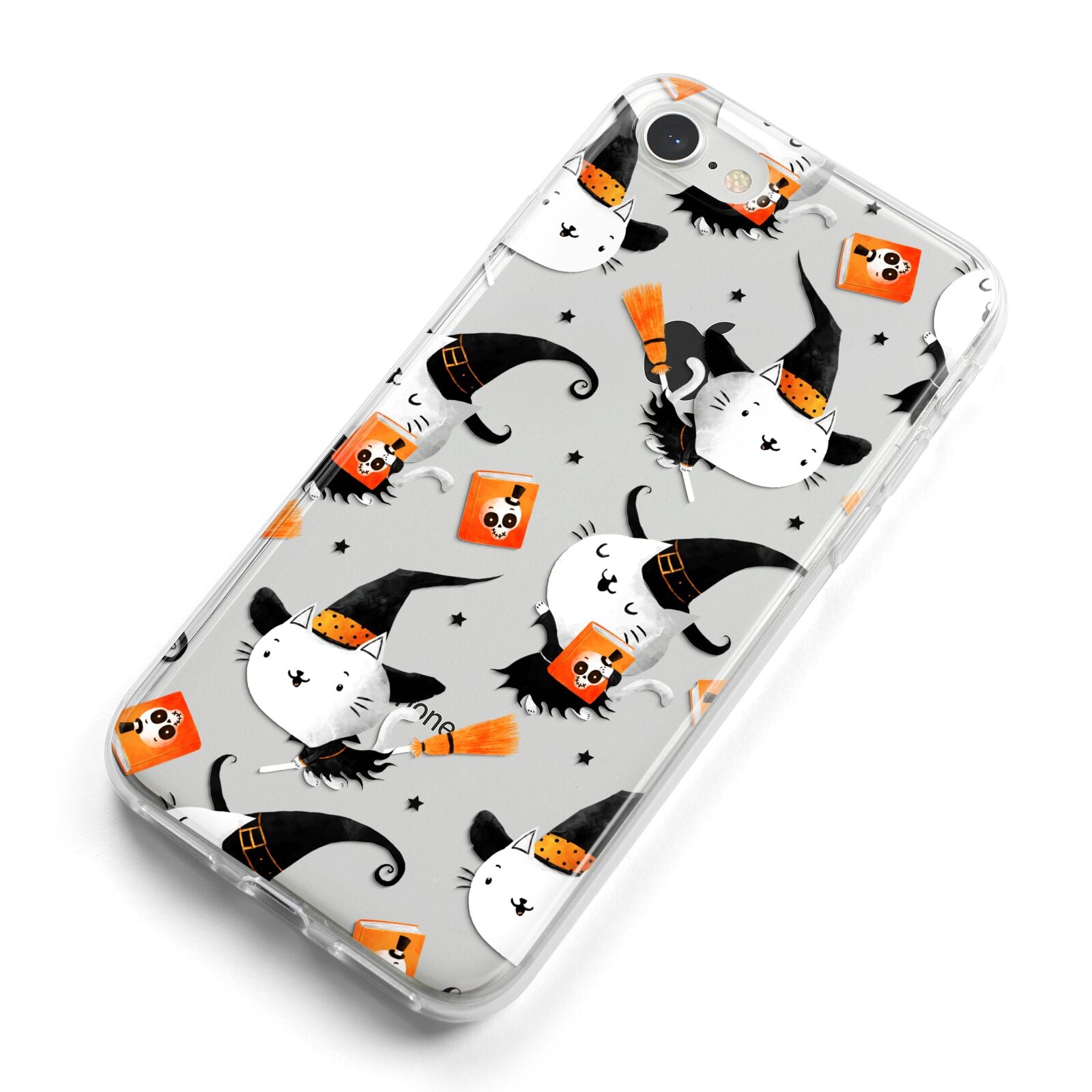Cute Halloween Cats iPhone 8 Bumper Case on Silver iPhone Alternative Image