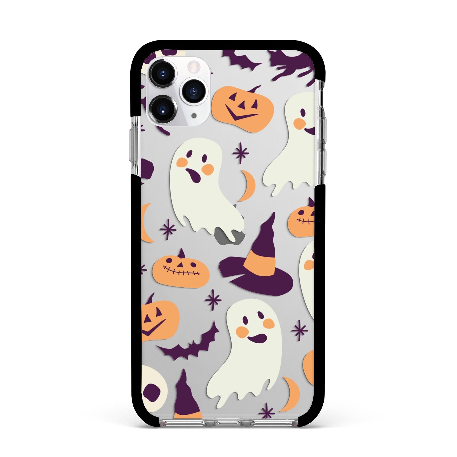 Cute Halloween Illustrations with Transparent Background Apple iPhone 11 Pro Max in Silver with Black Impact Case