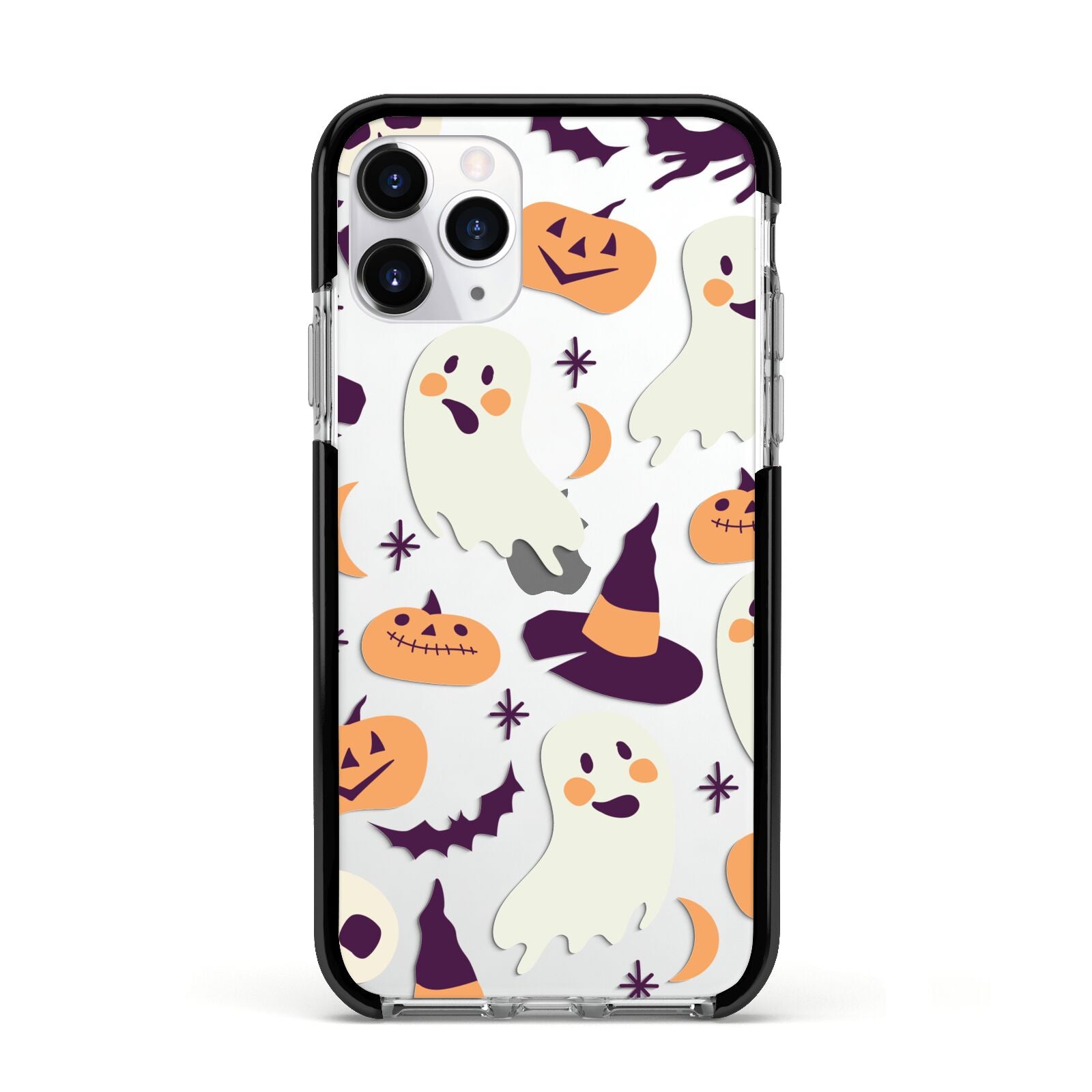 Cute Halloween Illustrations with Transparent Background Apple iPhone 11 Pro in Silver with Black Impact Case