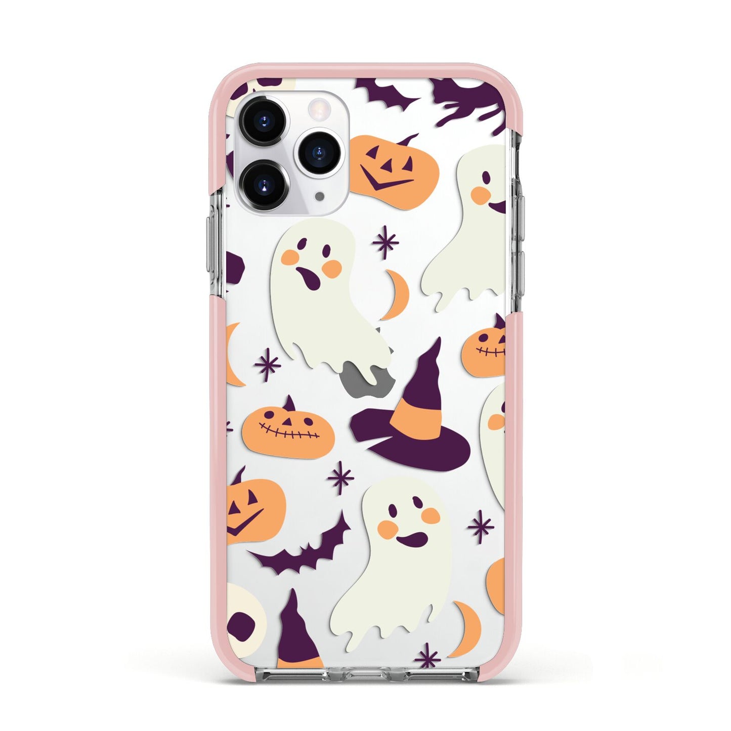 Cute Halloween Illustrations with Transparent Background Apple iPhone 11 Pro in Silver with Pink Impact Case
