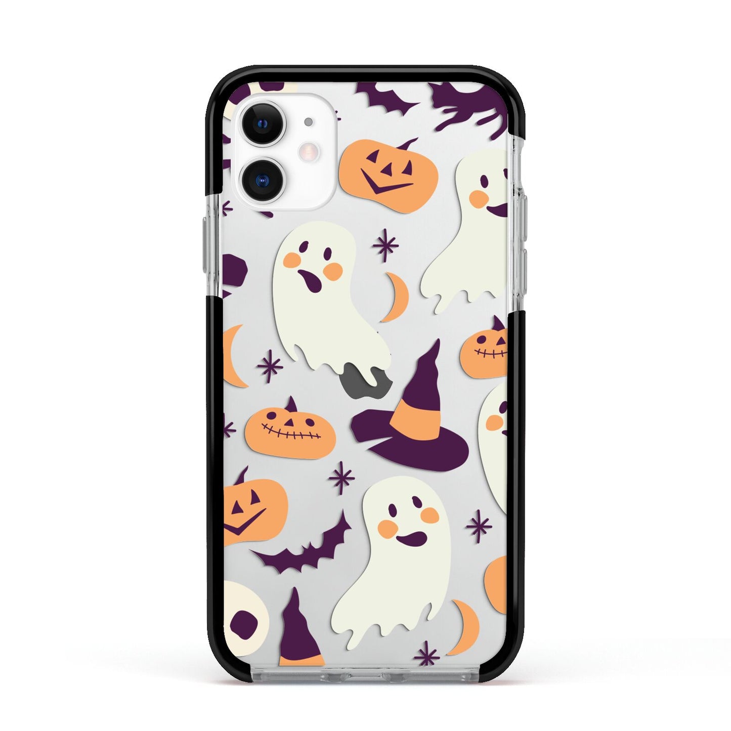 Cute Halloween Illustrations with Transparent Background Apple iPhone 11 in White with Black Impact Case