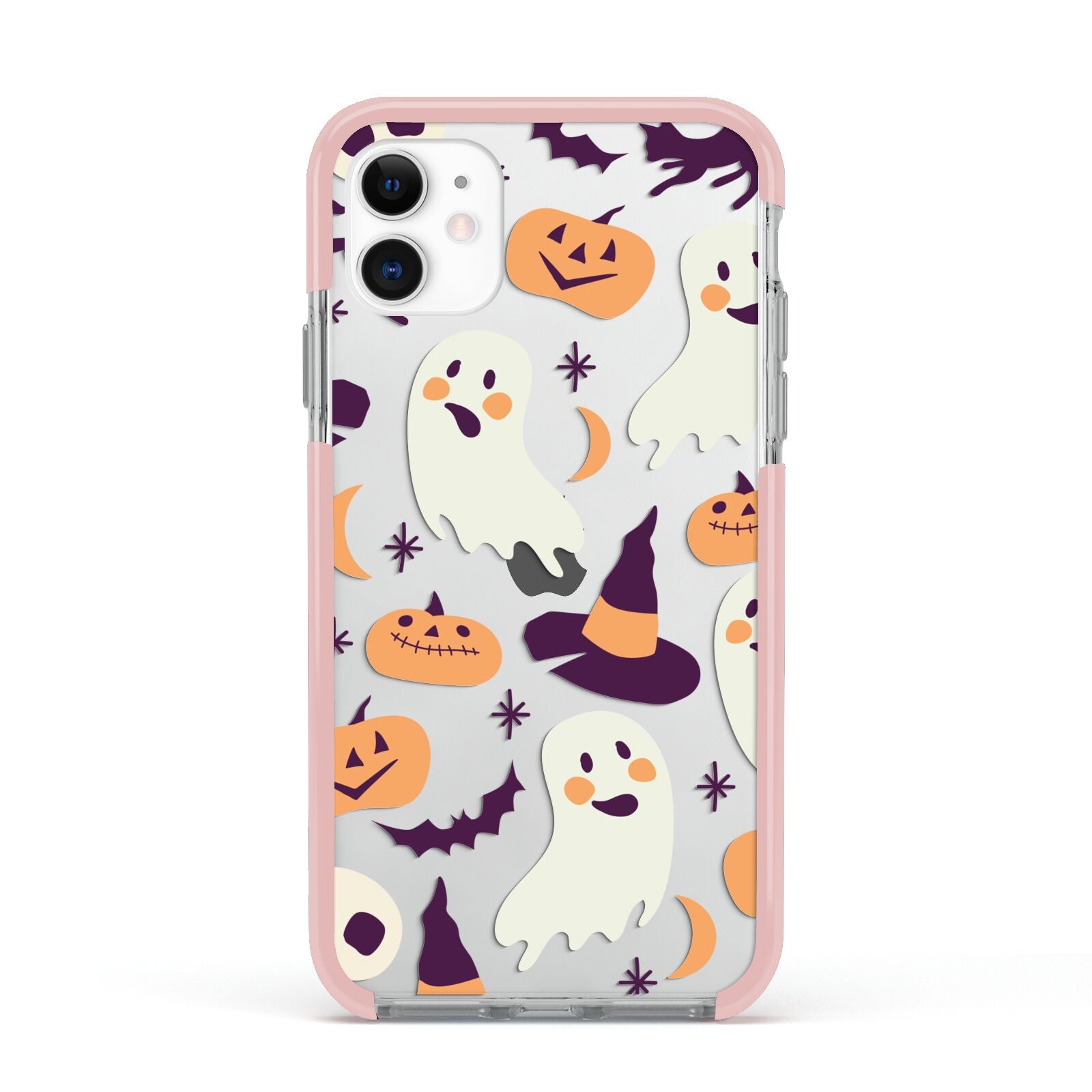 Cute Halloween Illustrations with Transparent Background Apple iPhone 11 in White with Pink Impact Case