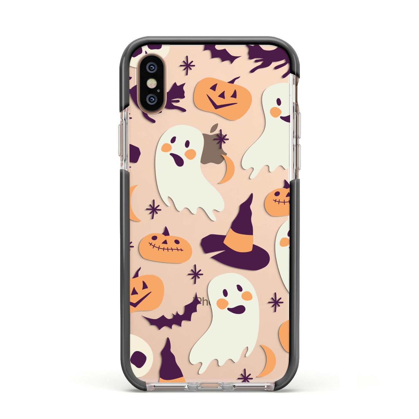 Cute Halloween Illustrations with Transparent Background Apple iPhone Xs Impact Case Black Edge on Gold Phone