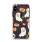 Cute Halloween Illustrations with Transparent Background Apple iPhone Xs Impact Case Pink Edge on Black Phone