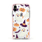 Cute Halloween Illustrations with Transparent Background Apple iPhone Xs Impact Case Pink Edge on Silver Phone