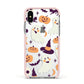 Cute Halloween Illustrations with Transparent Background Apple iPhone Xs Impact Case Pink Edge on Silver Phone