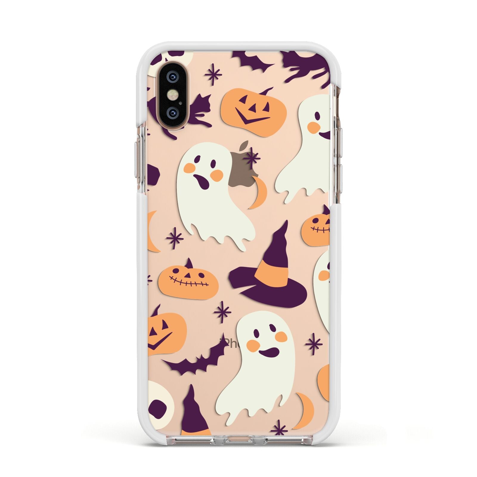 Cute Halloween Illustrations with Transparent Background Apple iPhone Xs Impact Case White Edge on Gold Phone
