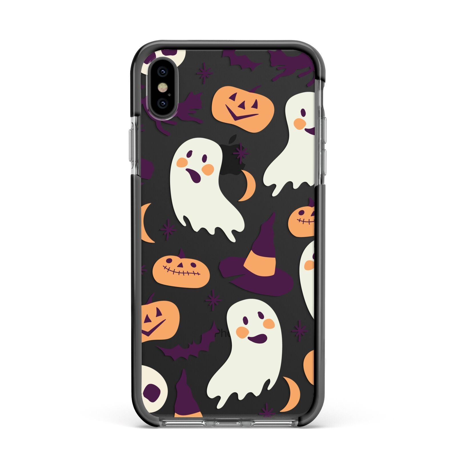 Cute Halloween Illustrations with Transparent Background Apple iPhone Xs Max Impact Case Black Edge on Black Phone