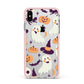 Cute Halloween Illustrations with Transparent Background Apple iPhone Xs Max Impact Case Pink Edge on Silver Phone