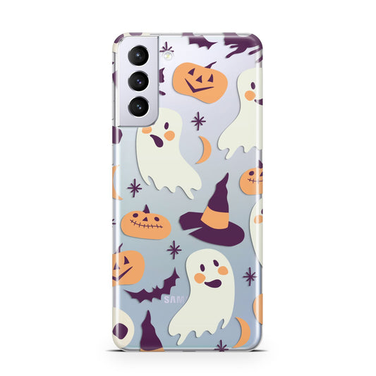 Cute Halloween Illustrations with Transparent Background Samsung S21 Plus Phone Case