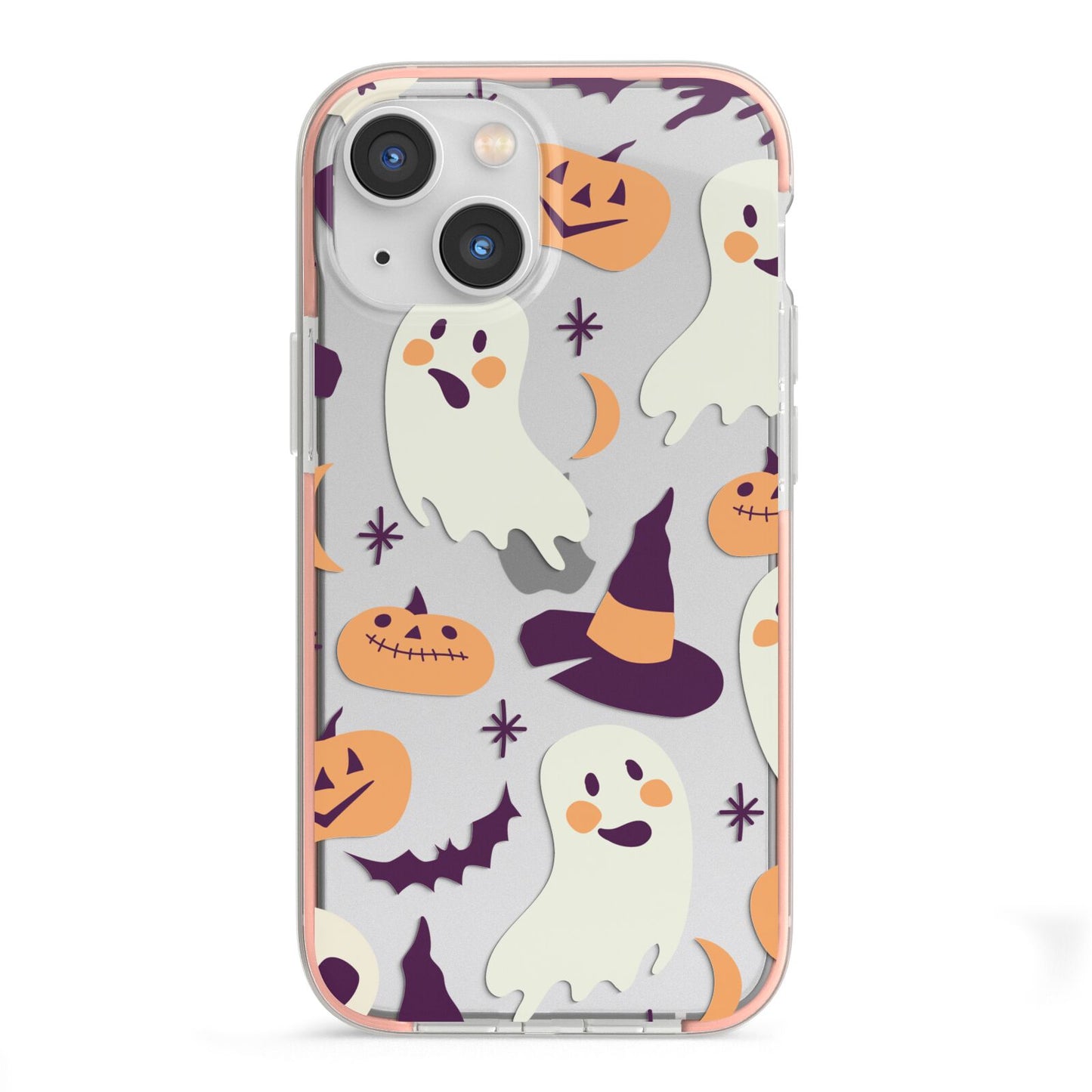 Cute Halloween Illustrations with Transparent Background iPhone 13 Mini TPU Impact Case with Pink Edges