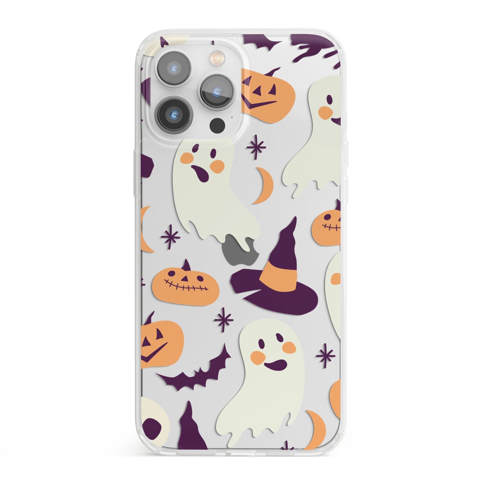 Cute Halloween Illustrations with Transparent Background iPhone 13 Pro Max Clear Bumper Case