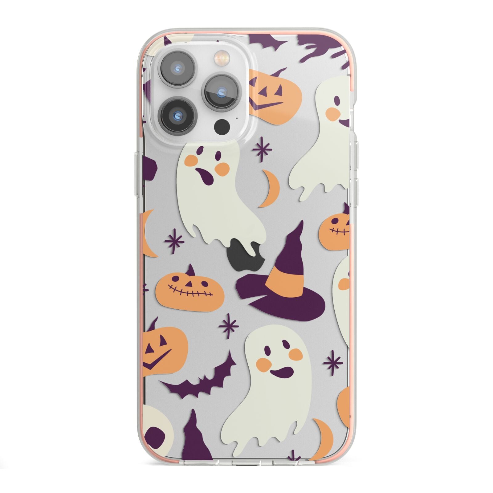 Cute Halloween Illustrations with Transparent Background iPhone 13 Pro Max TPU Impact Case with Pink Edges