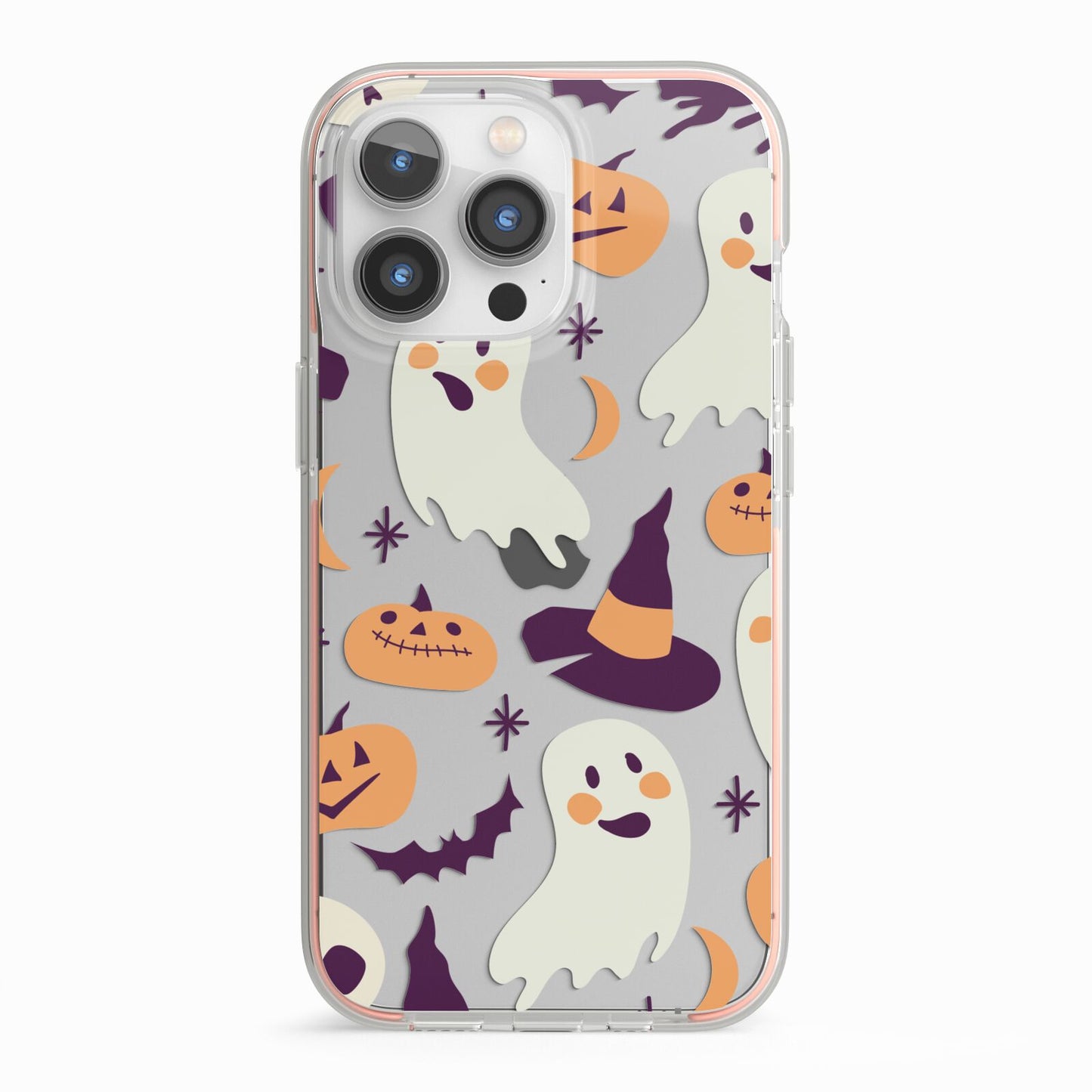 Cute Halloween Illustrations with Transparent Background iPhone 13 Pro TPU Impact Case with Pink Edges