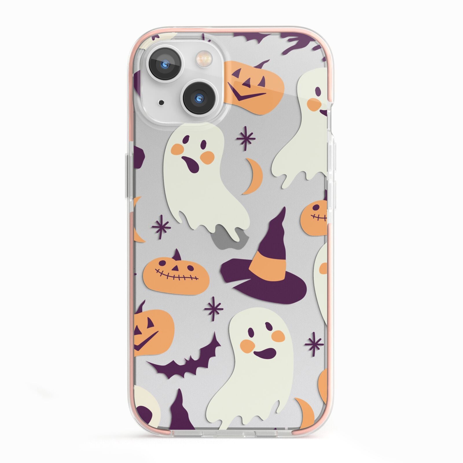 Cute Halloween Illustrations with Transparent Background iPhone 13 TPU Impact Case with Pink Edges