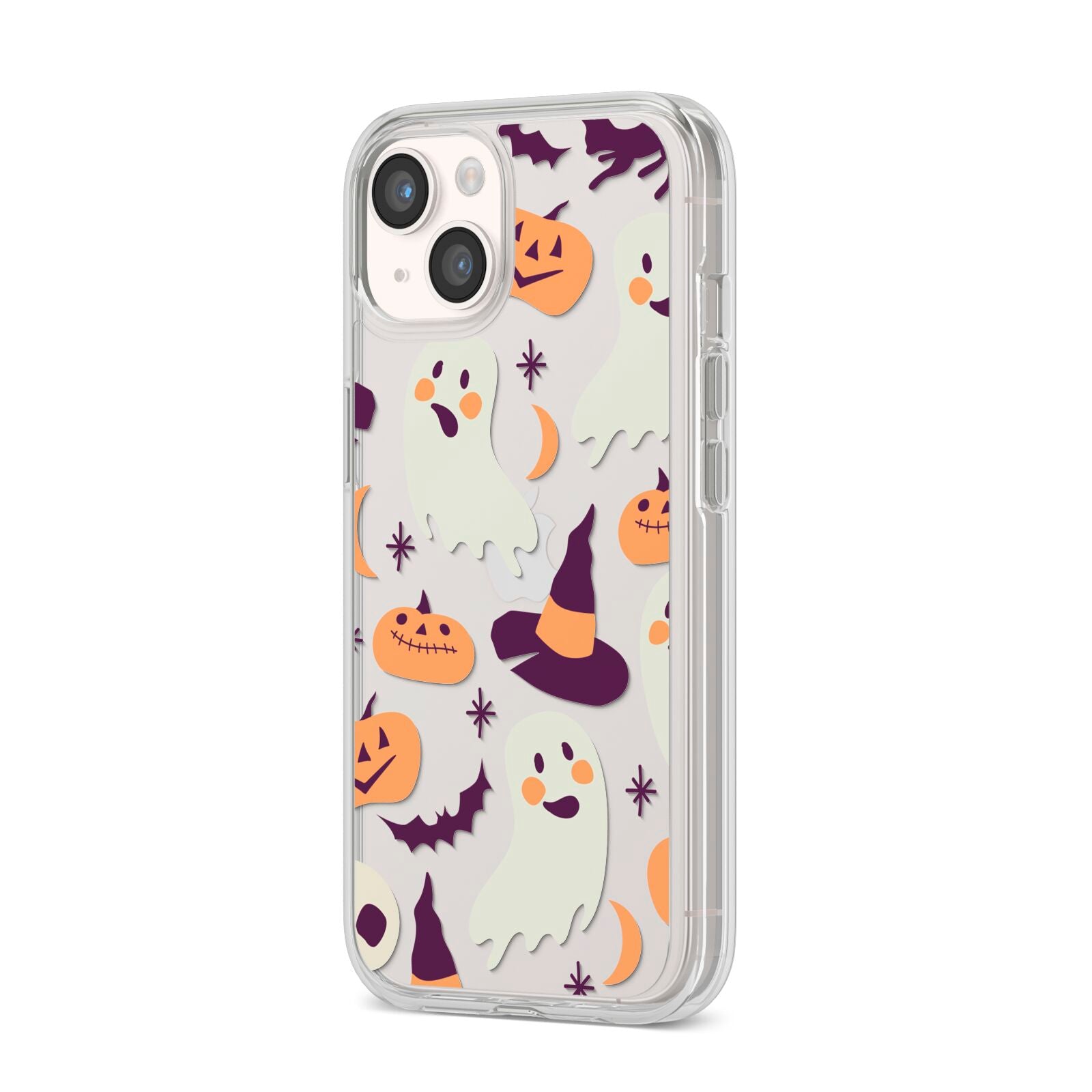 Cute Halloween Illustrations with Transparent Background iPhone 14 Clear Tough Case Starlight Angled Image