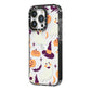 Cute Halloween Illustrations with Transparent Background iPhone 14 Pro Black Impact Case Side Angle on Silver phone