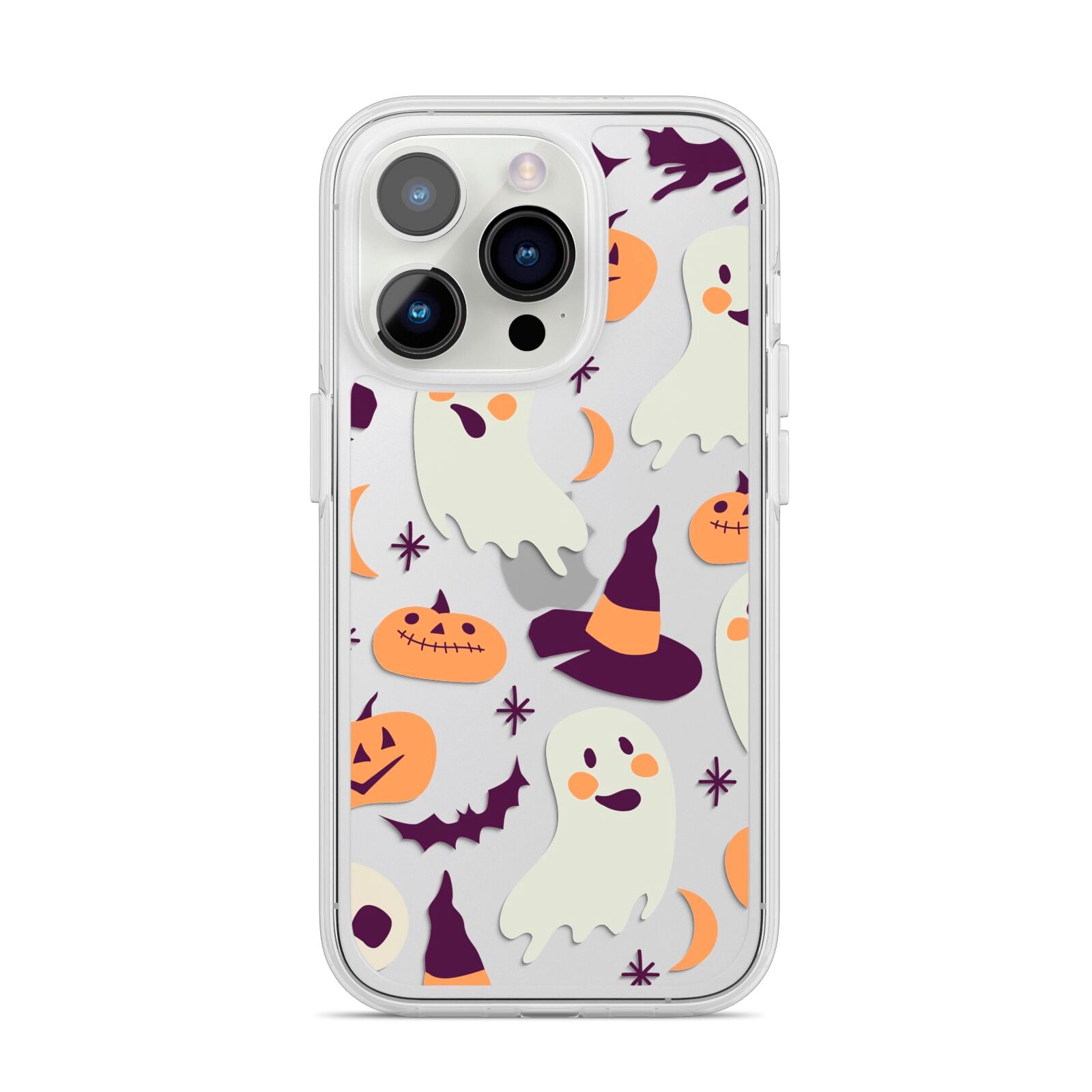 Cute Halloween Illustrations with Transparent Background iPhone 14 Pro Clear Tough Case Silver