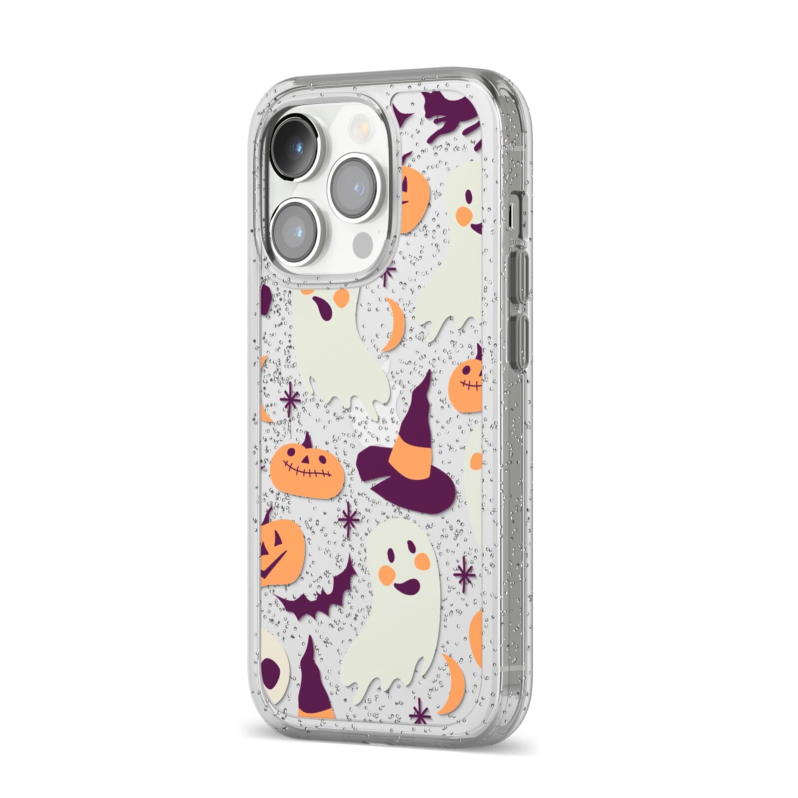 Cute Halloween Illustrations with Transparent Background iPhone 14 Pro Glitter Tough Case Silver Angled Image