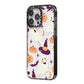 Cute Halloween Illustrations with Transparent Background iPhone 14 Pro Max Black Impact Case Side Angle on Silver phone